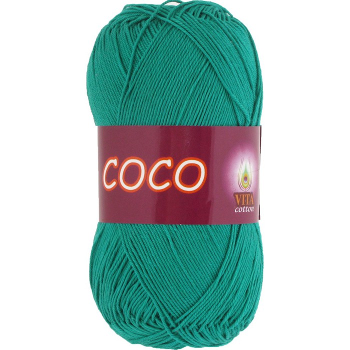 Пряжа Vita-cotton "Coco" 4310 Зелёная бирюза 100% мерсеризованный хлопок 240 м 50гр