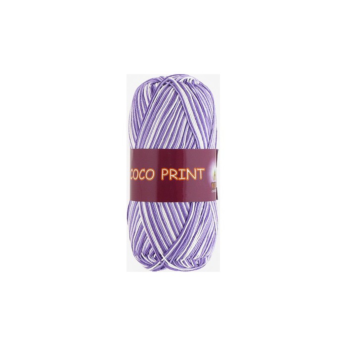 Пряжа Vita-cotton "Coco print" 4676 Бело-сиреневый меланж 100% мерсеризованный хлопок 240 м 50м