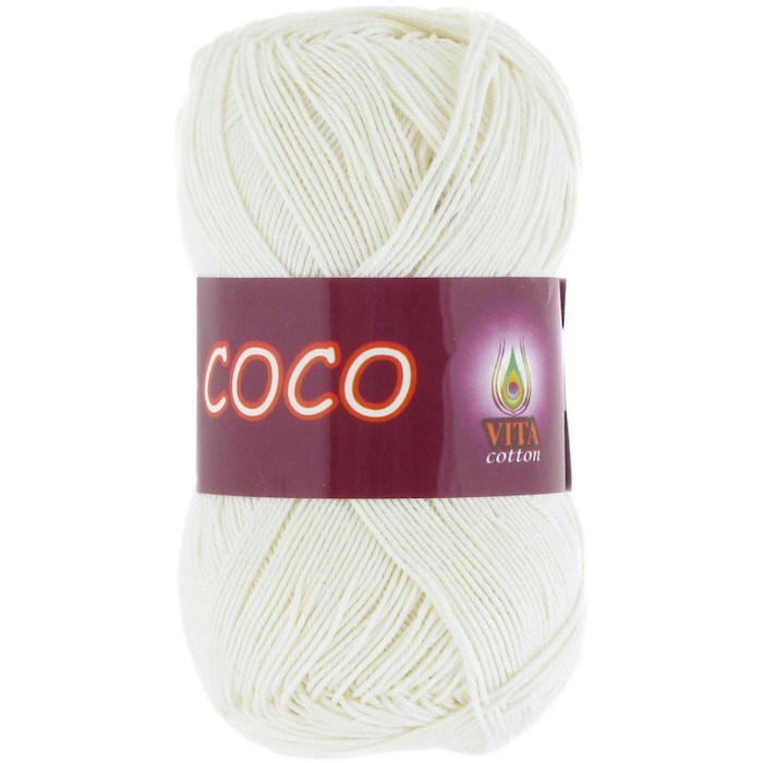 Пряжа Vita-cotton "Coco" 3853 Молочный  100% мерсеризованный хлопок 240 м 50гр